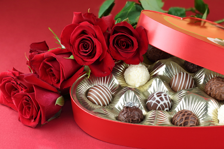 A beautiful bouquet and chocolates.