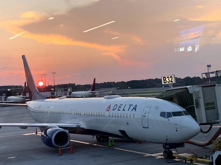 A Delta airplane, hopefully going off on an adventure far, far away.