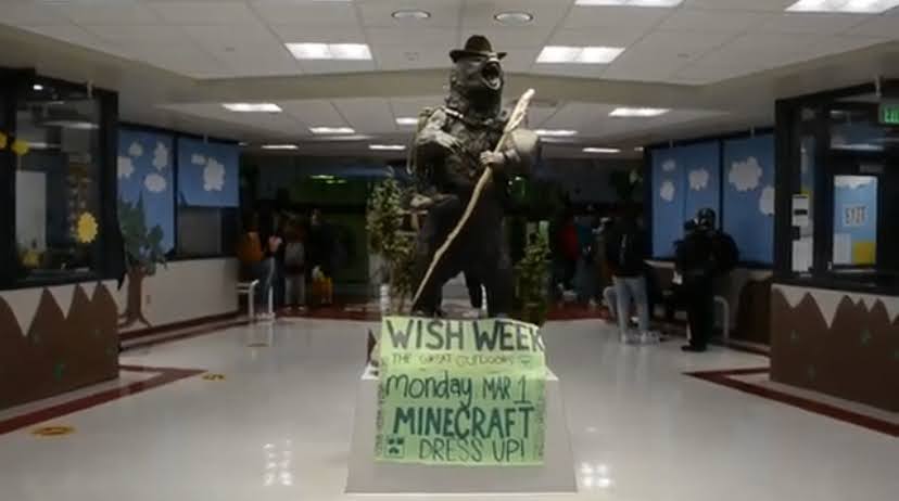 The main entrance to MVHS after the decorations for Wish Week were complete.