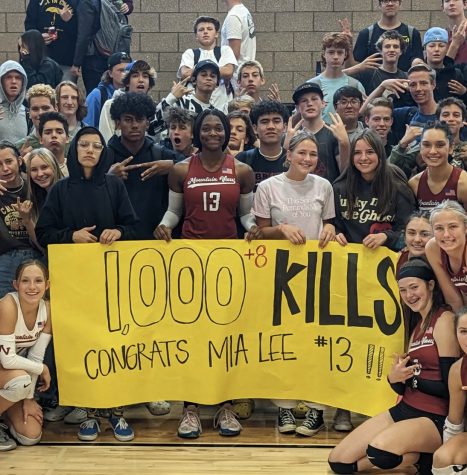 Mia Lee hits the huge milestone of 1000 kills in her high school career. Almost no athlete can get to this.