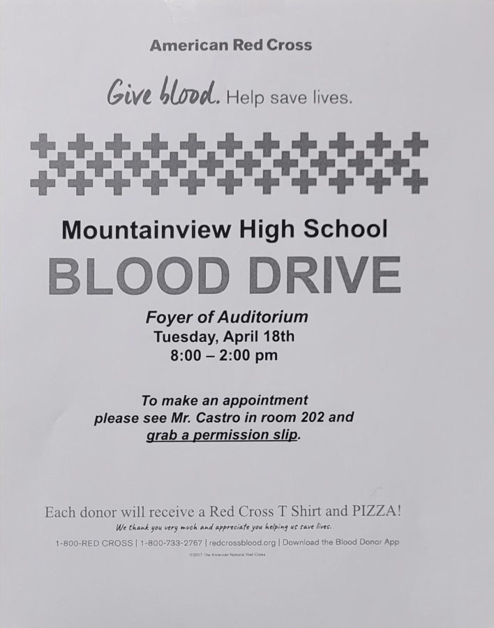 Go give blood at the blood drive on April 18th!!