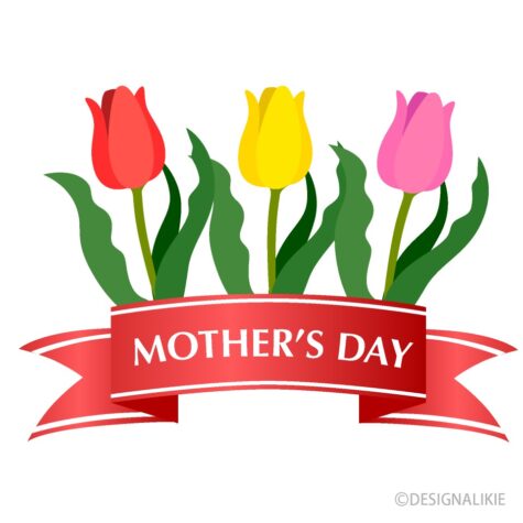Image taken from DESIGNALIKIE, features three tulips and the phrase Mothers Day